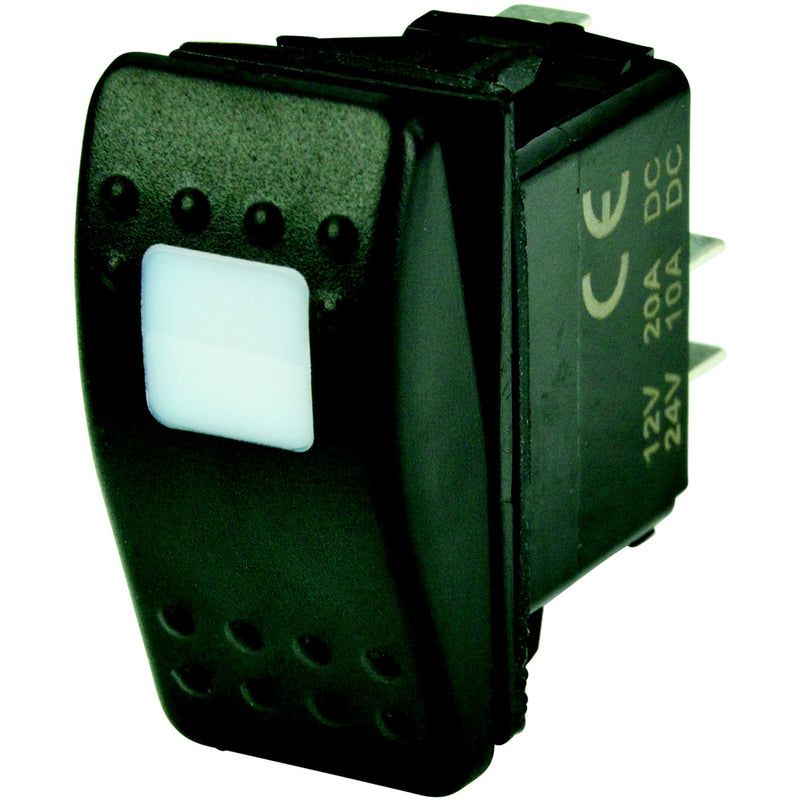 BEP 1001801 Weather Resistant Contura Rocker Switch, Off-On, SPST, 1/4" Blade Terminals, Illuminated Amber
