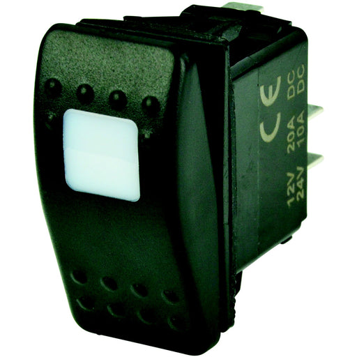BEP 1001801 Weather Resistant Contura Rocker Switch, Off-On, SPST, 1/4" Blade Terminals, Illuminated Amber