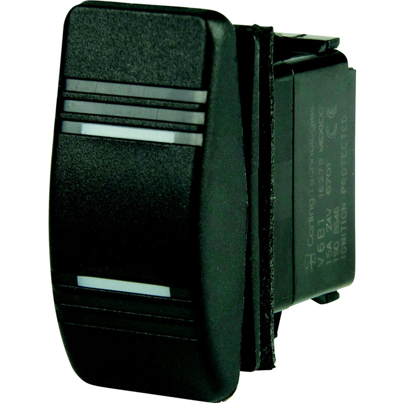 BEP 1001803 Weather Resistant Contura Rocker Switch, On/Off/On, SPDT, 1/4" Blade Terminals, Illuminated Amber (2 Positions)