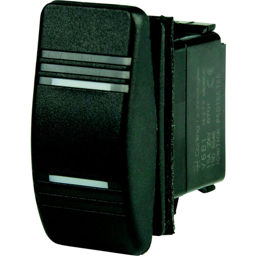 BEP 1001803 Weather Resistant Contura Rocker Switch, On/Off/On, SPDT, 1/4" Blade Terminals, Illuminated Amber (2 Positions)