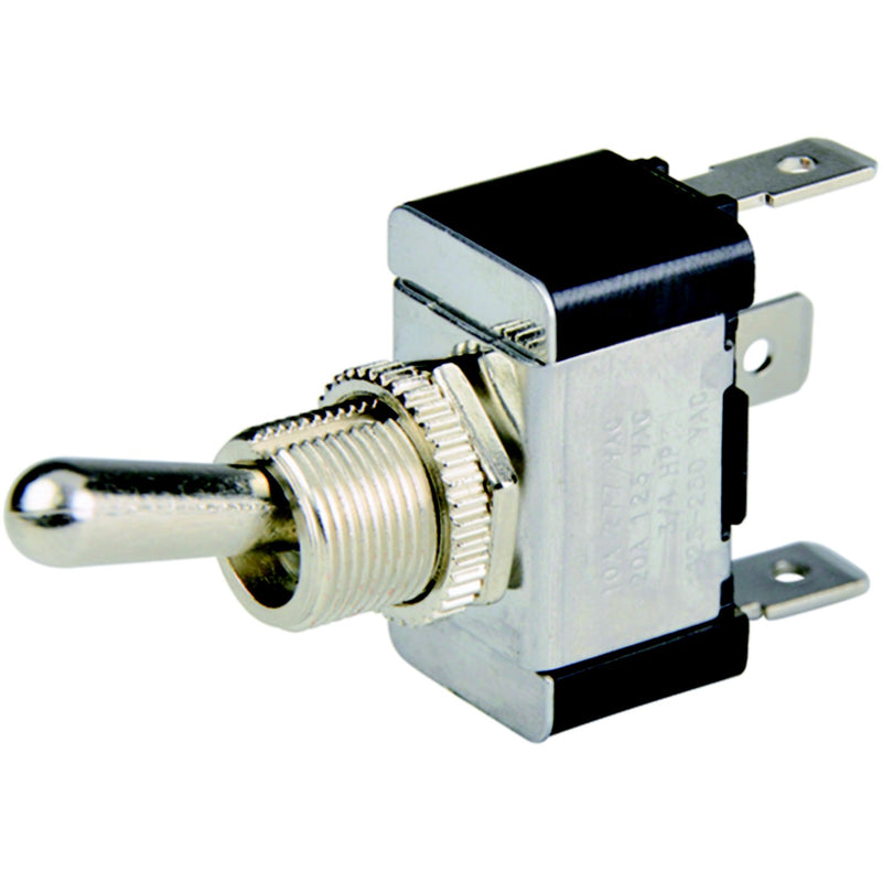 BEP 1002001 Chrome Plated Toggle Switch, On-Off-On, SPDT, 1/4" Blade Terminals