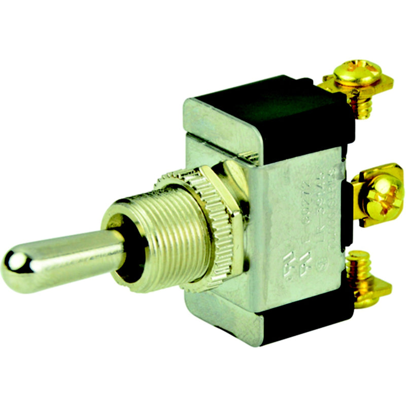 BEP 1002004 Chrome Plated Toggle Switch, (On)-Off-(On), SPDT, #6–32 Screw Terminals