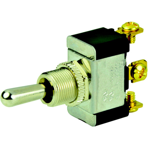 BEP 1002004 Chrome Plated Toggle Switch, (On)-Off-(On), SPDT, #6–32 Screw Terminals