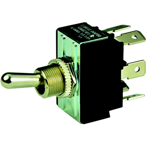 BEP 1002014 Chrome Plated Toggle Switch, On-Off-(On), DPDT, 1/4" Blade Terminals