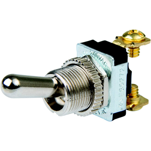 BEP 1002021 Chrome Plated Toggle Switch, Off-On, SPST, #6–32 Screw Terminals