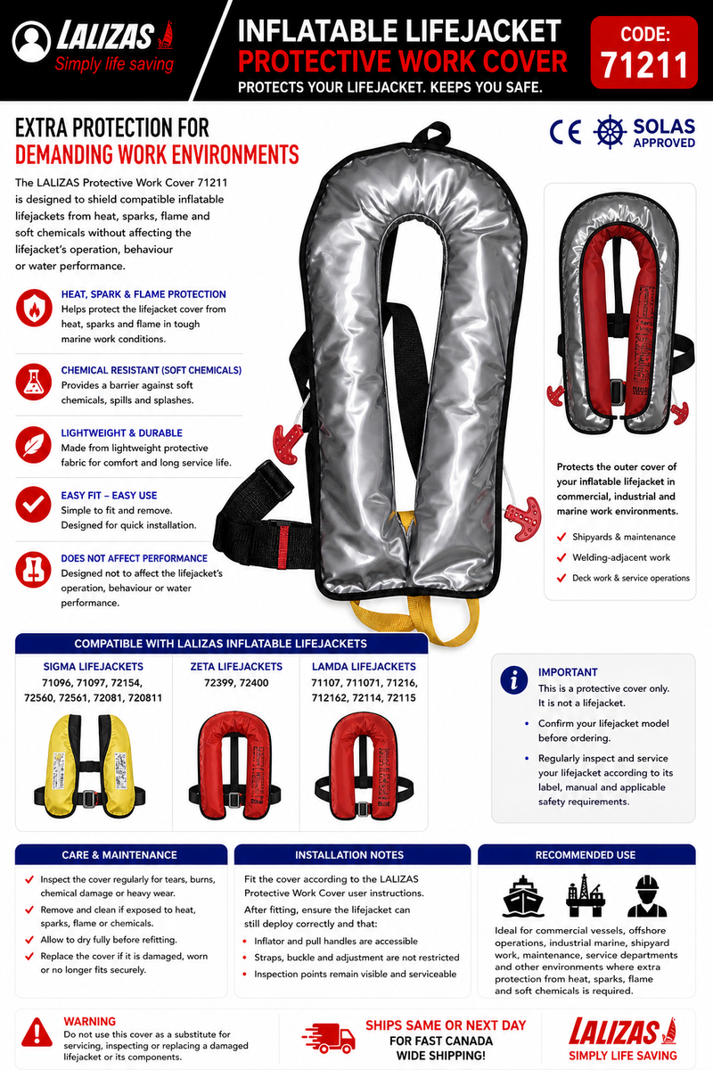 LALIZAS Inflatable Lifejacket Protective Work Cover | Heat Spark & Chemical | 71211