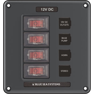 Blue Sea Systems Breaker Switch Panel - Panel Switch H2O Cb 4POS Gray | 4320