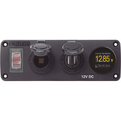 Blue Sea Systems Accessory Panel - Panel Acc H2O Usb sockt vmeter | 4366
