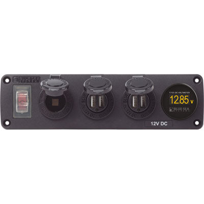 Blue Sea Systems Accessory Panel - Panel Acc H2O 2 Usb skt vmeter | 4368
