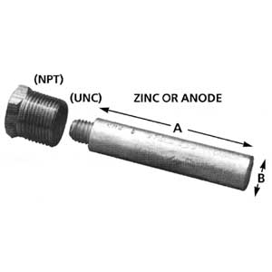 Martyr Engine Plug Anodes - Zn Anode Only For E1F 3/8" Unc | EZ1F