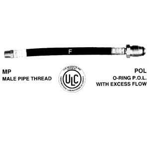Propane Hose Assemblies - 1-1/2' POLX1/4" Mpt Hose | I4C18MP4POL
