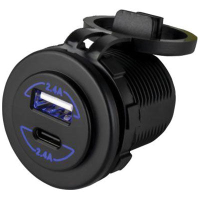 Sea-Dog Dual Usb-c/usb-a Socket - Round Dual Usb C/usb A Socket | 426516-1