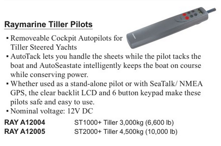 Raymarine Tiller Pilot ST1000+ 3,000kg / 6,600 lb (RAY A12004)