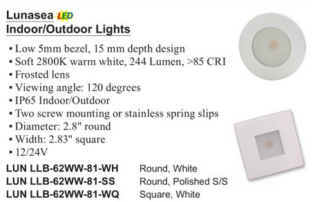Lunasea LED Indoor/Outdoor Light LLB-62WW-81-SS Round Polished S/S (LUN LLB-62WW-81-SS)