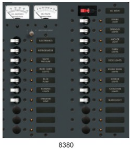 Blue Sea Systems Analog DC Panel Main + 22-Position 8028/8038 12V (BSS 8380)
