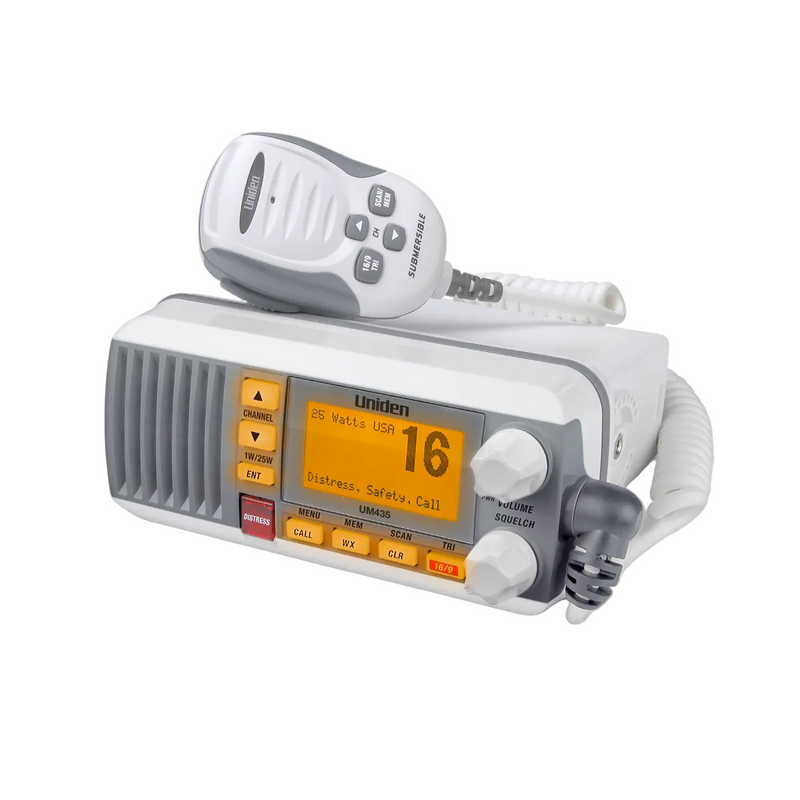 Uniden UM435 Fixed Mount Class D DSC VHF Marine Radio – White (UNI-UM-435)
