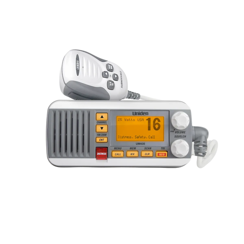 Uniden UM435 Fixed Mount Class D DSC VHF Marine Radio – White (UNI-UM-435)