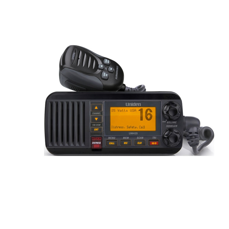 Uniden UM435BK Fixed Mount Class D DSC VHF Marine Radio – Black (UNI-UM-435BK)