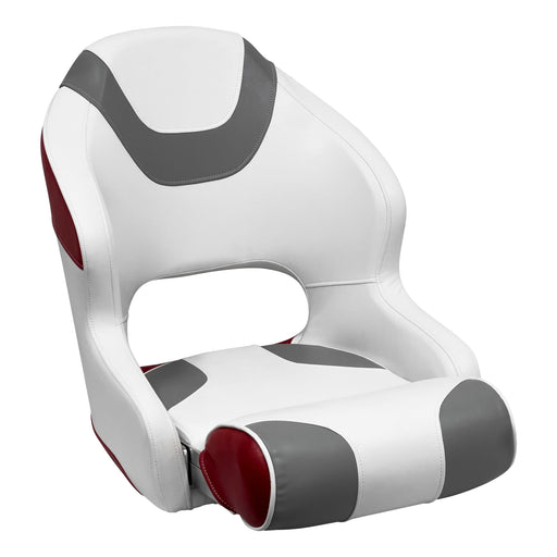 Wise Baja 3315 bucket seat with flip-up bolster, Brite White / Grey / Dark Red. One selected seat; pedestal separate.