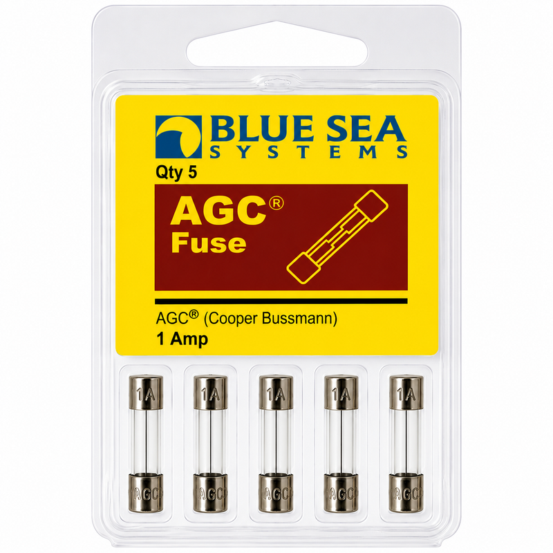 Blue Sea Systems 1A AGC Glass Tube Fuse – 5 Pack (BSS-5204)