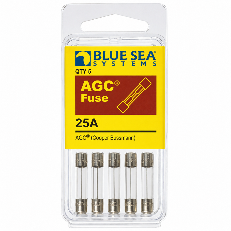 Blue Sea Systems 25A AGC Glass Tube Fuse – 5 Pack (BSS-5219)