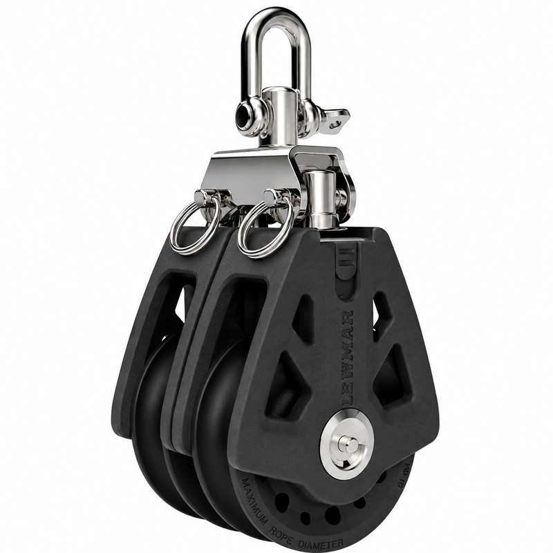 Lewmar 50mm Synchro Double Block with Becket – Black | 29925005BK