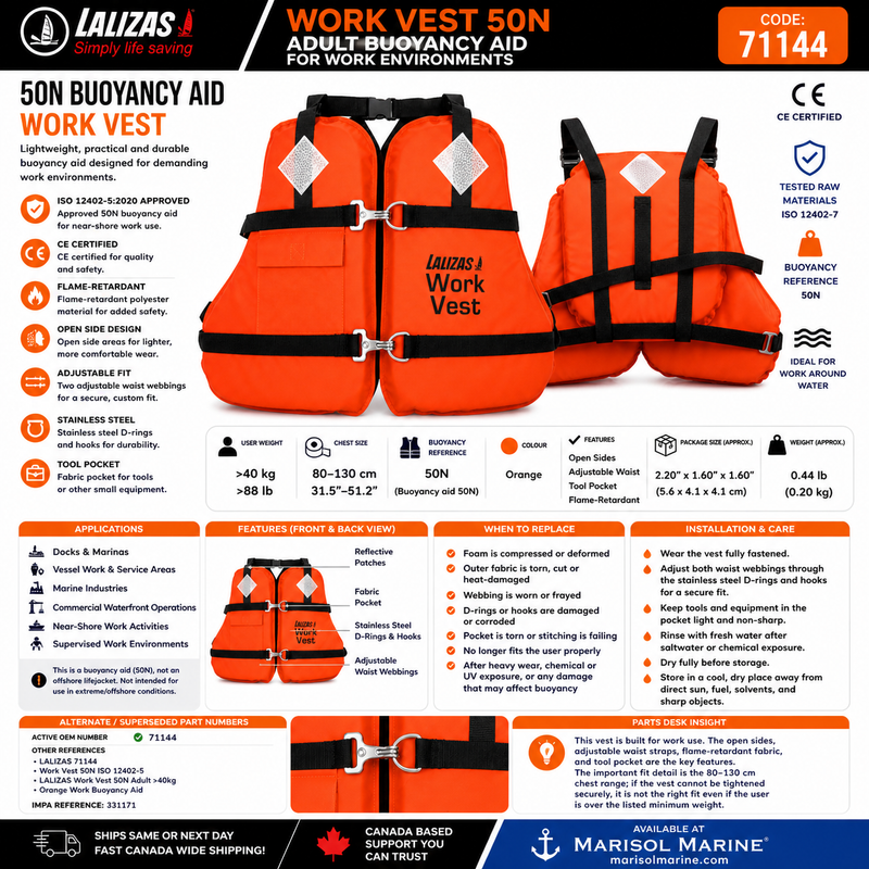 LALIZAS Work Vest 50N | Adult >40kg | 71144 | Orange