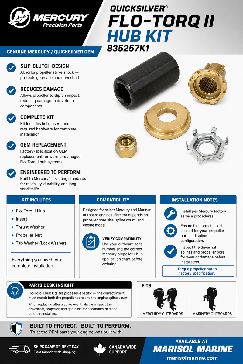 Mercury Quicksilver Flo-Torq II Hub Kit 835257K1