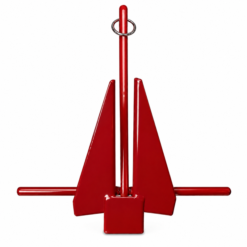 Greenfield PVC-Coated Fluke-Type Slip Ring Anchor – Dark Red