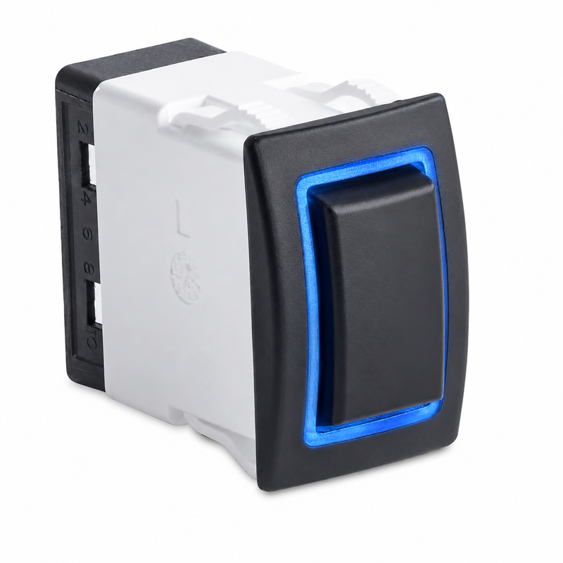 Sierra RK40690B Marine Rocker Switch – On-Off-On, SPDT, Blue Halo LED, IP68, Status Illumination