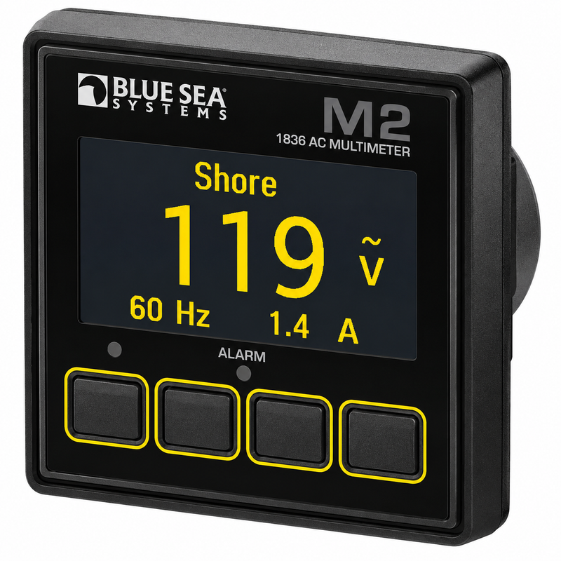 Blue Sea Systems M2 OLED AC Multimeter | Panel-Mount Shore Power Monitor