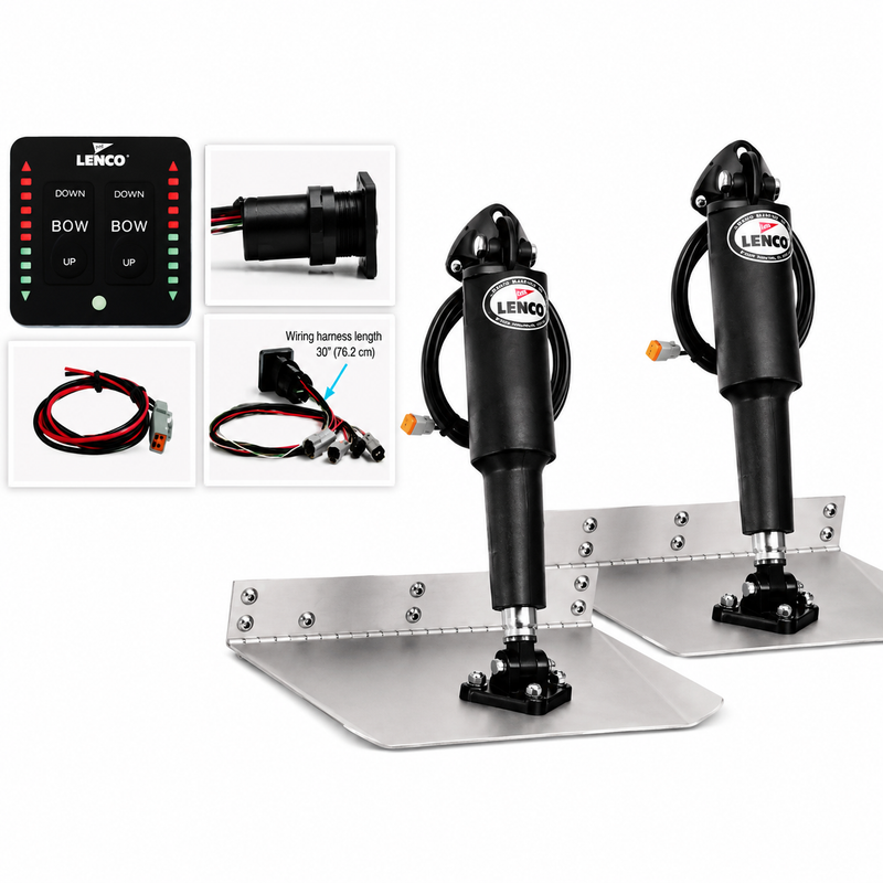 Lenco 15108103 9" x 12" Standard Trim Tab Kit with LED Indicator Switch
