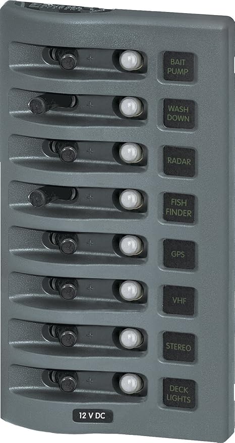 Blue Sea Systems WeatherDeck Water Resistant DC Panel 8-Position Grey (BSS 4308)