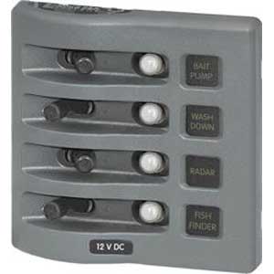 Blue Sea Systems Weather Deck Panels - W/r DC Panel 4POS Gray | 4374