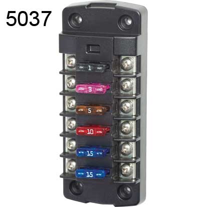 Blue Sea Systems ST Blade Fuse Blocks - Fuseblk Stblade 6CIR Ind W/cvr | 5035