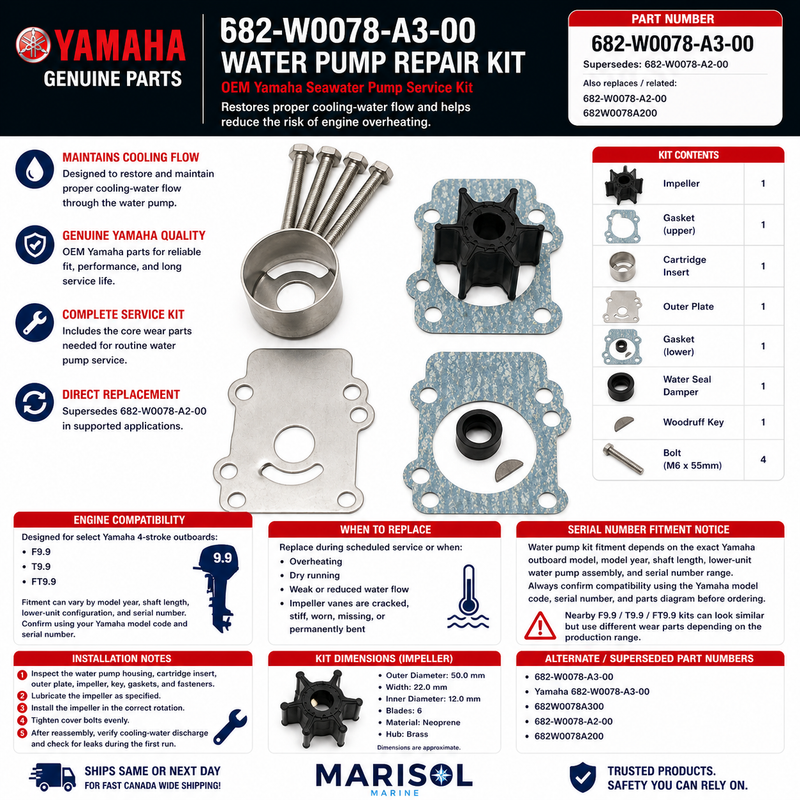Yamaha Water Pump Repair Kit 682-W0078-A3-00