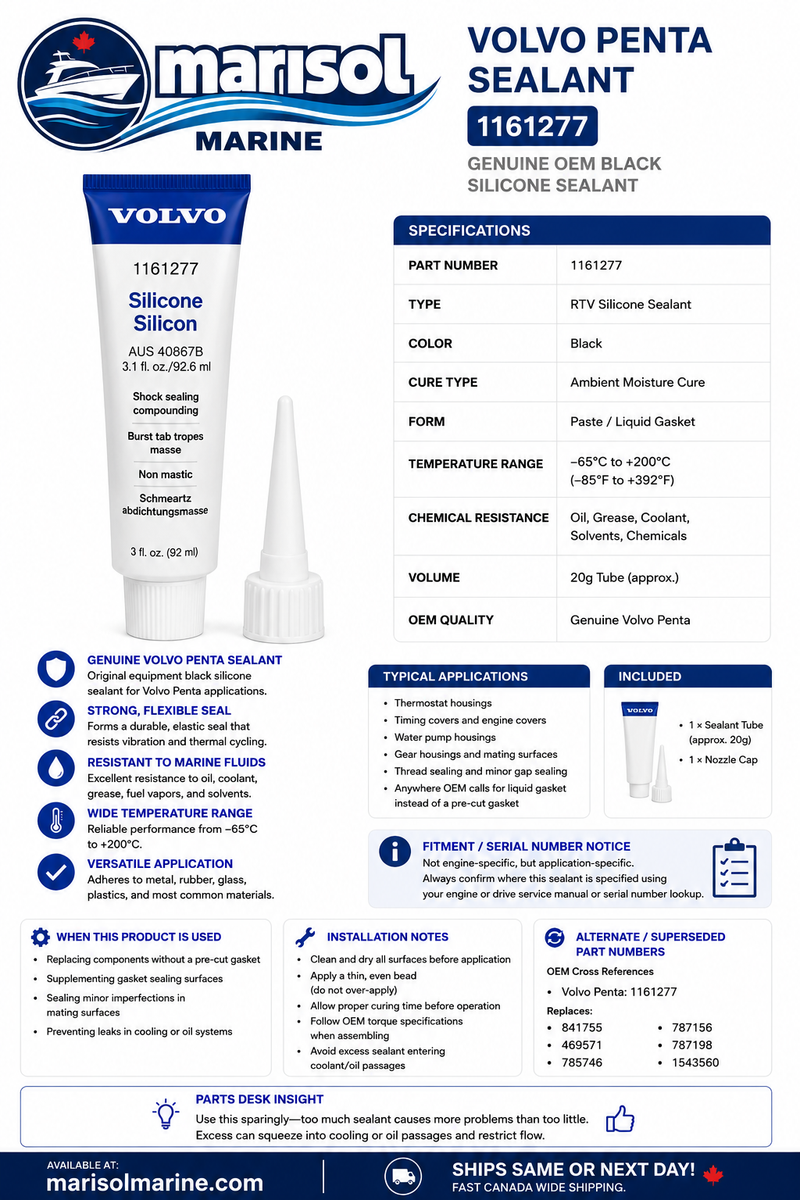 Volvo Penta Marine Sealant Black RTV Silicone 1161277