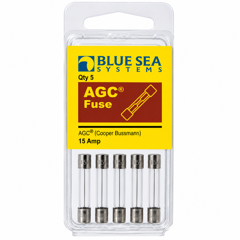 Blue Sea Systems 15A AGC Glass Tube Fuse – 5 Pack (BSS-5217)