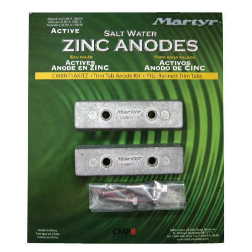 Martyr Bennett Trim Tab Anodes - Zn Bennett Trim Tab 3.78 X 1" | BNT1AZ