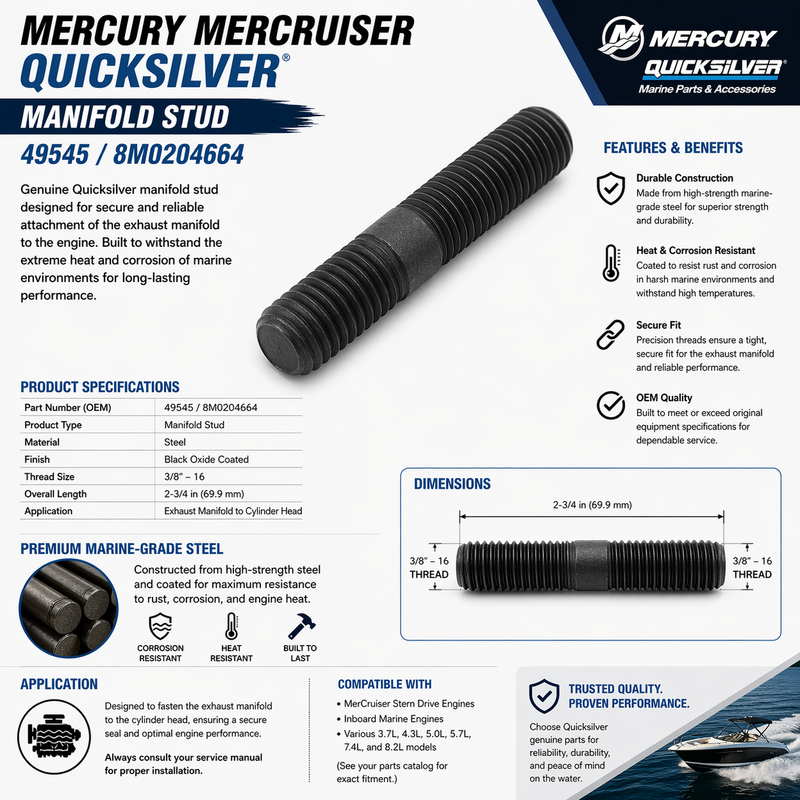 Mercury Manifold Stud 49545