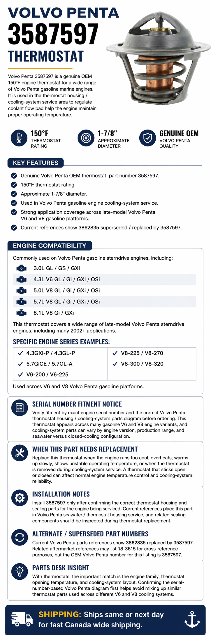 Volvo Penta Thermostat 3587597