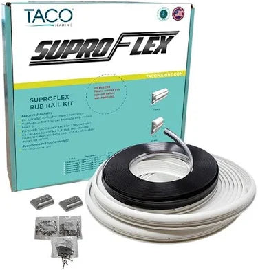 TACO Metals Suproflex Rub Rail Kit – Medium, 60 ft., White/Chrome (V119990WCM602)