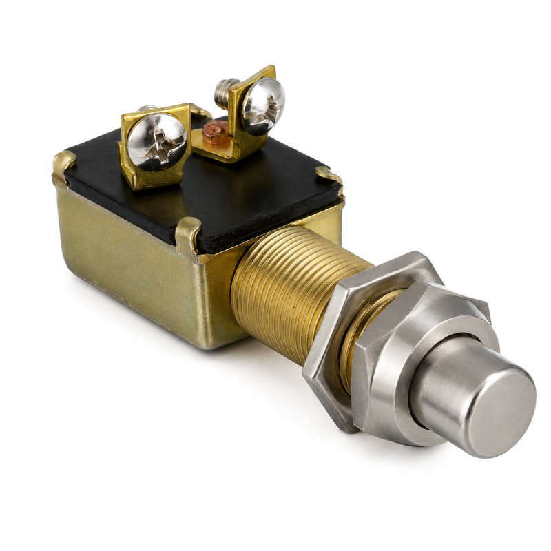 Seachoice Heavy-Duty Push Button Starter/Horn Switch – Chrome Brass, 15A (50-11781)