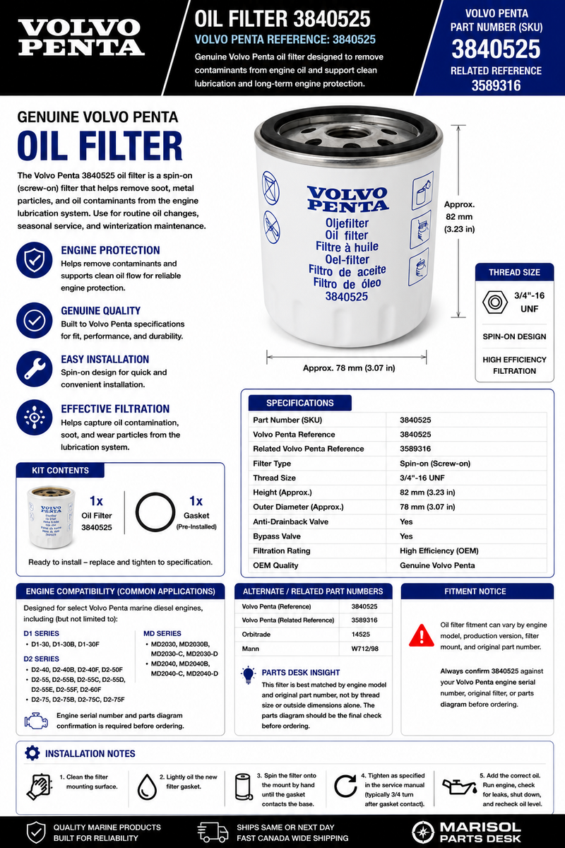 Volvo Penta Oil Filter 3840525