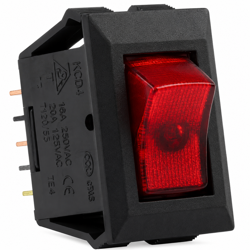 Sea-Dog Illuminated SPST On/Off Rocker Switch – Red LED, 15A, Snap-In, 1/2" × 1-1/8"