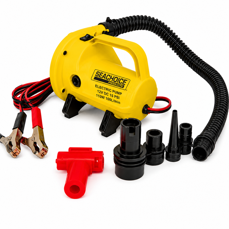 Seachoice 12V High Pressure Portable Air Pump — 2.3 PSI with Battery Cables