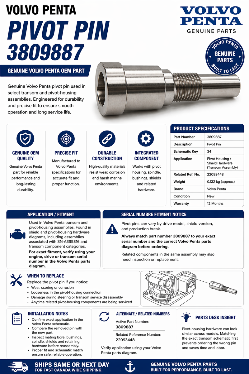 Volvo Penta Transom Pivot Housing Pin 3809887