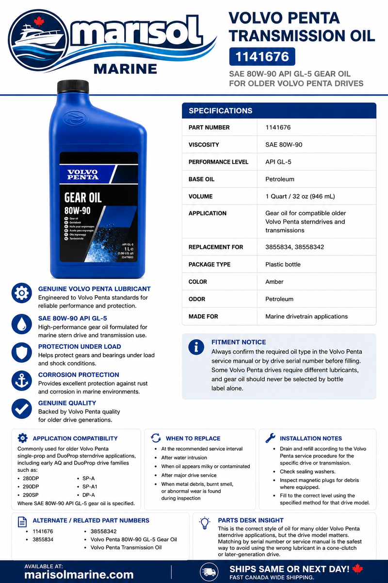 Volvo Penta Transmission Oil 80W-90 GL-5 1141676