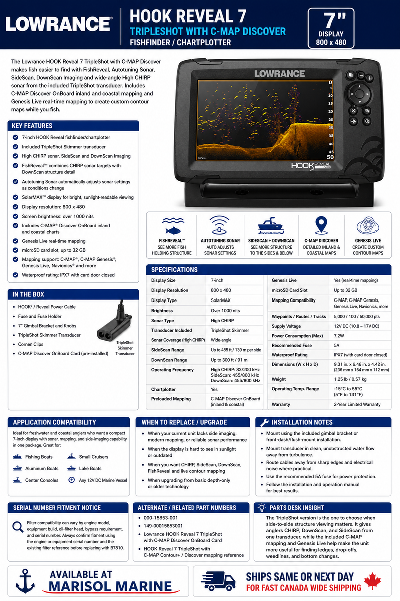 Lowrance - HOOK Reveal 7 TripleShot C-MAP Discover - 000-15853-001