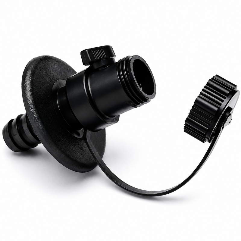 T-H Marine Washdown Deck Fitting with Shut-Off Valve — 3/4" Hose (WDV1DP)